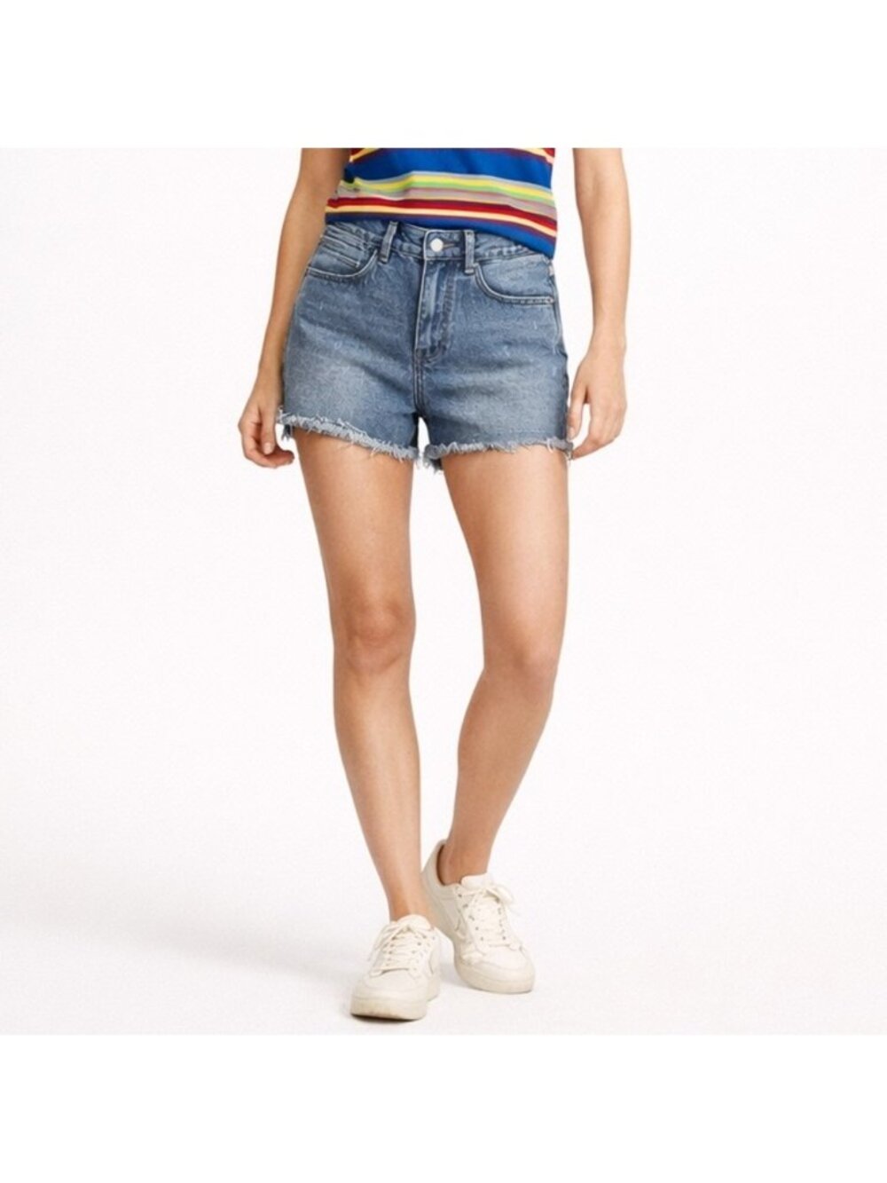The People Vs High Rise Jeans Shorts Denim Size Small Cuffed Festival Cotton